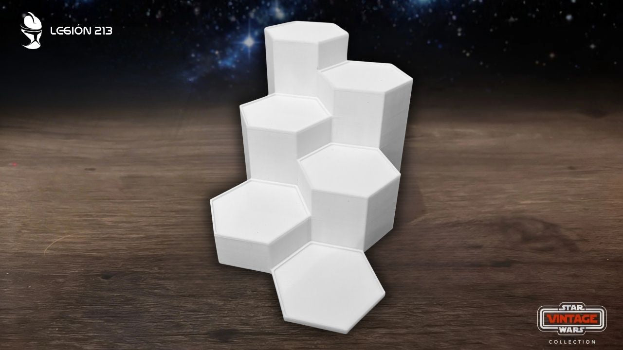 Expositor escalonado Hexagonal para Figuras Vintage Collection - Edición Blanco