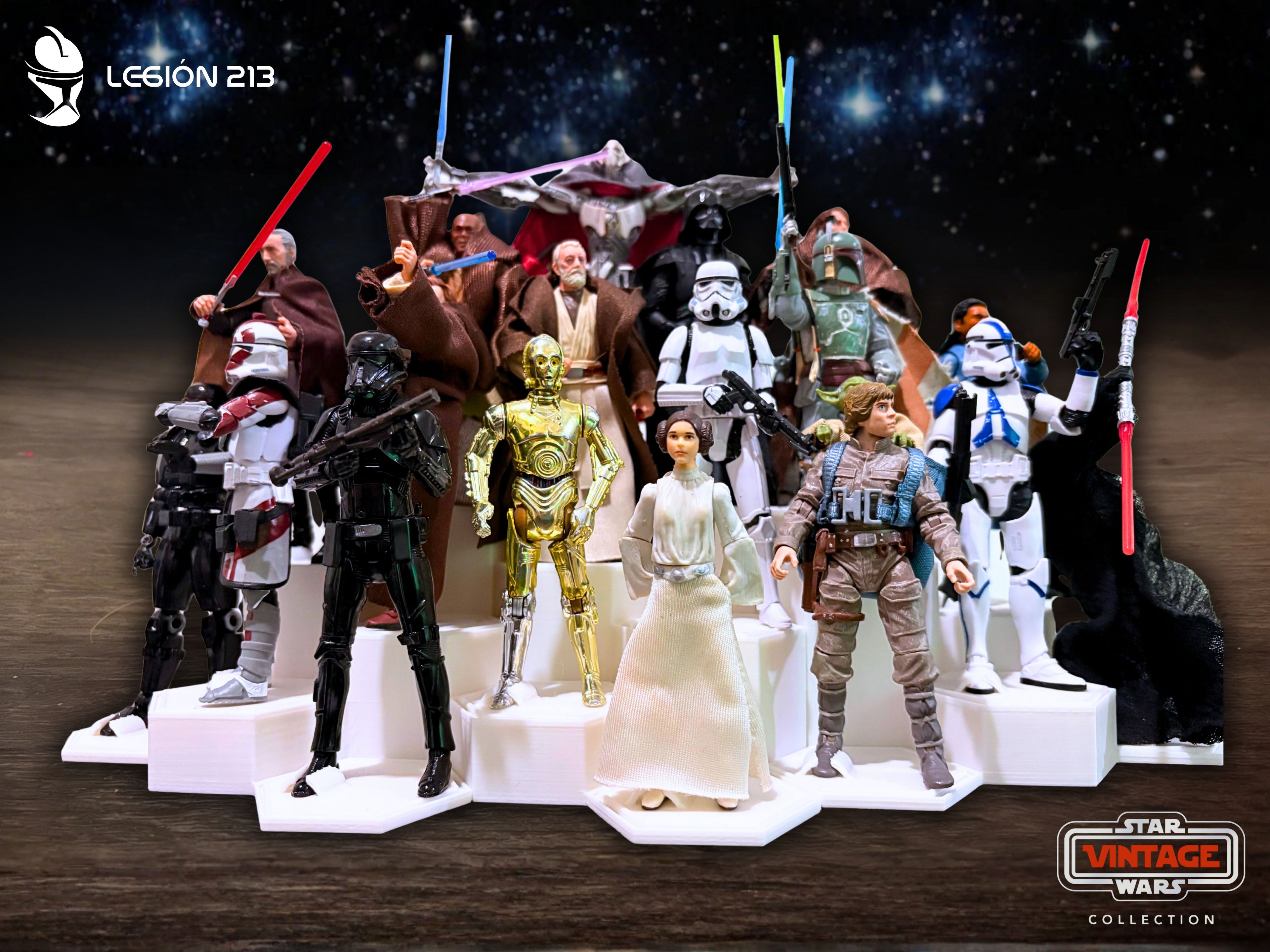 Expositor Modular Hexagonal para Figuras Vintage Collection - Edición Premium