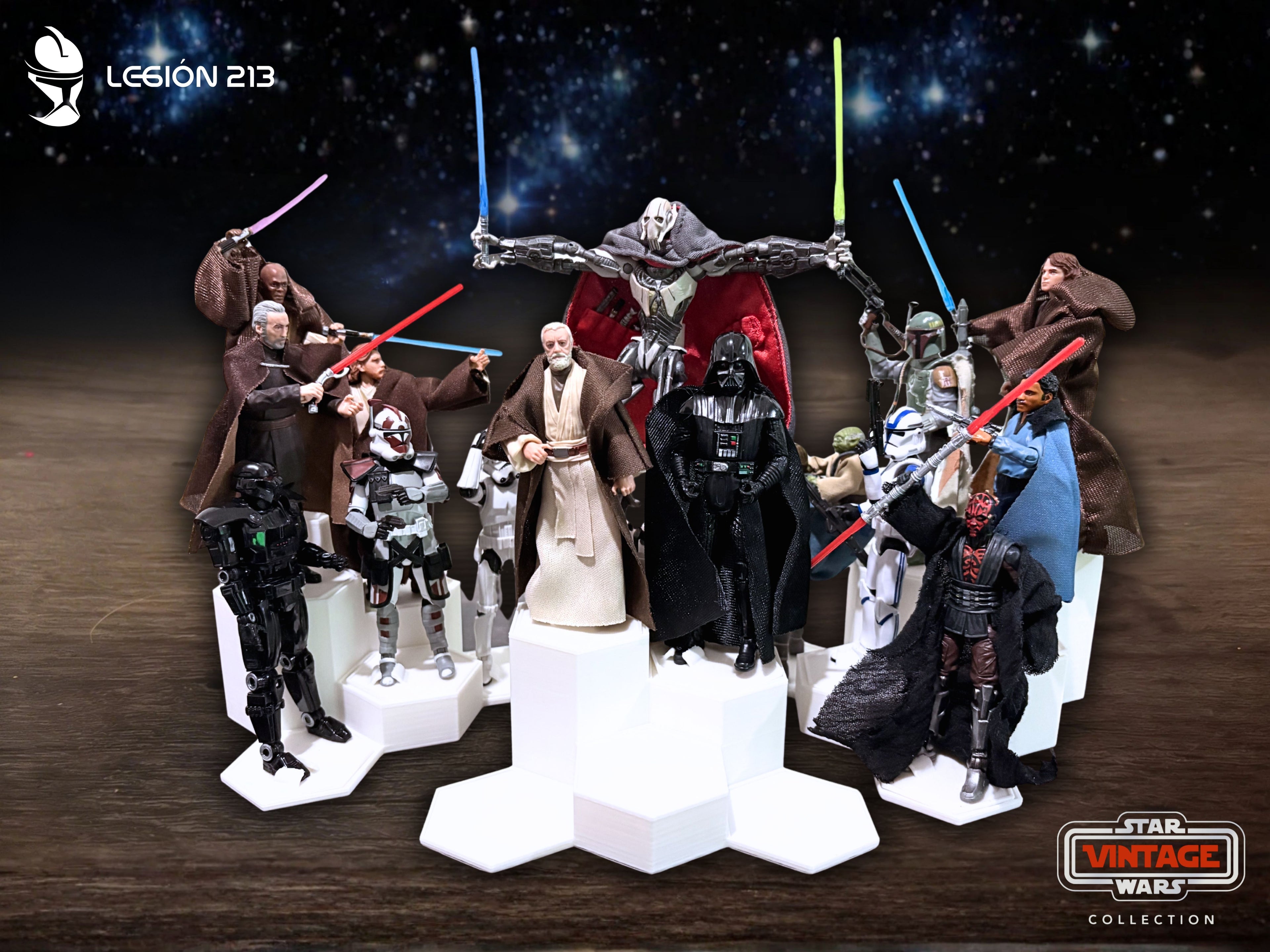 Expositor Modular Hexagonal para Figuras Vintage Collection - Edición Premium