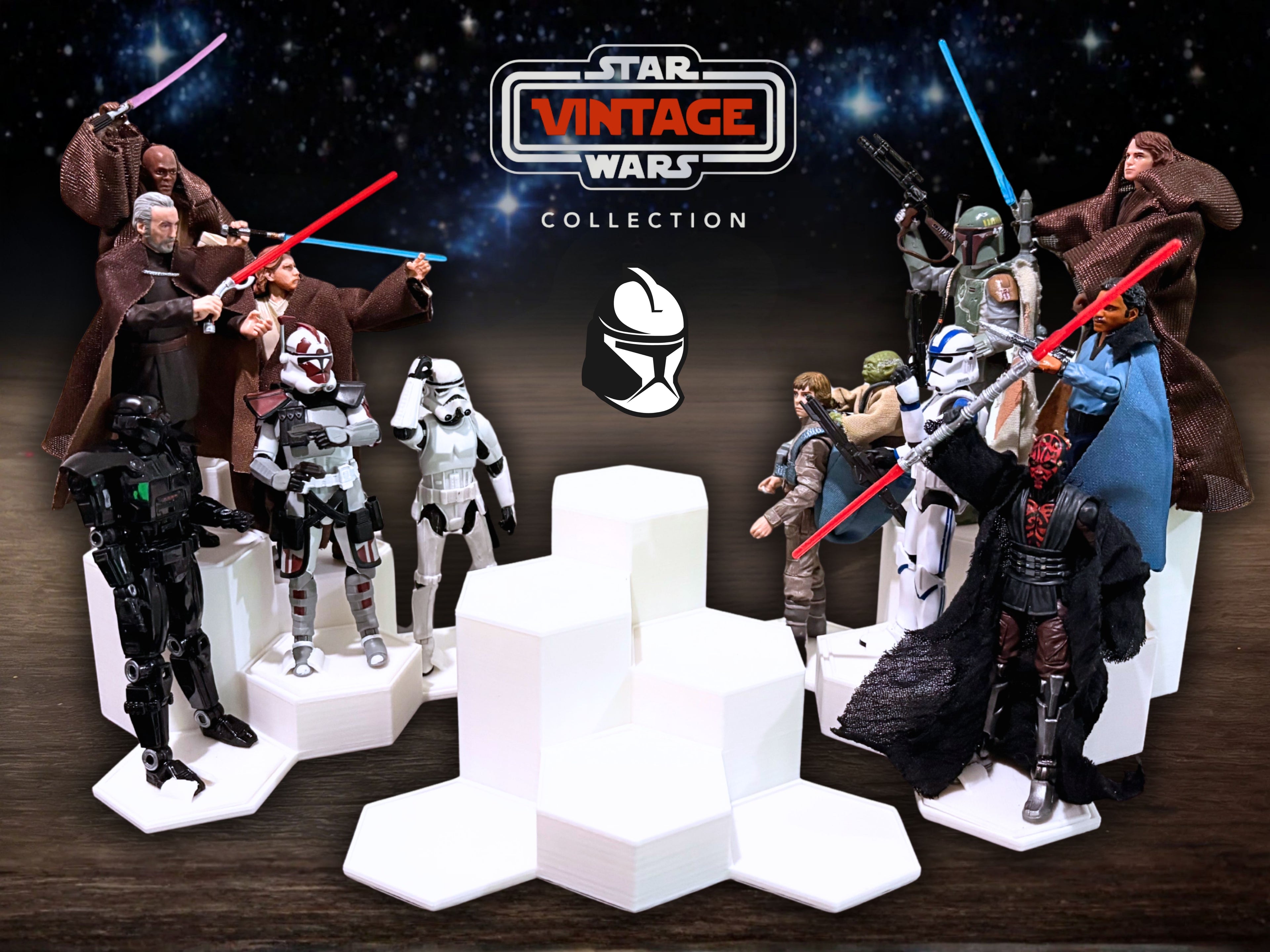 Expositor Modular Hexagonal para Figuras Vintage Collection - Edición Premium